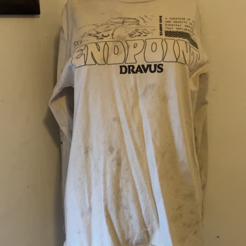 ENDPOINT DRAVUS Graphic Long Sleeve Tee - Cream with Black Print